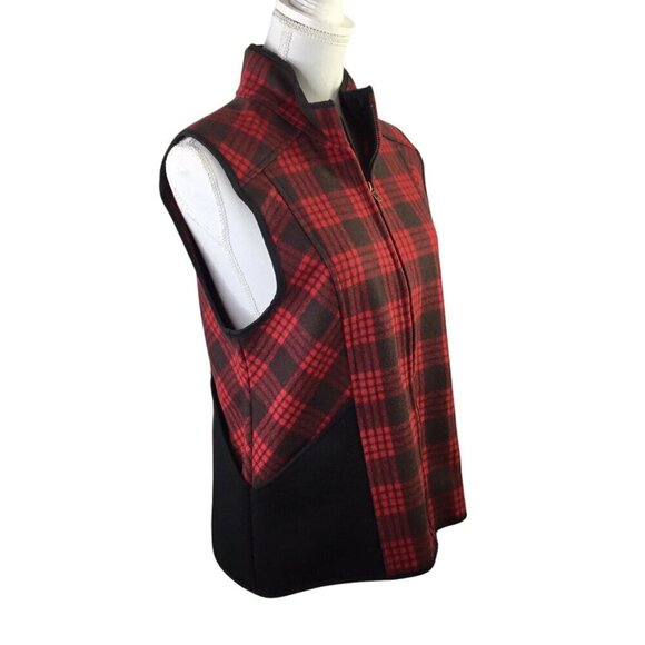 Stormy Kromer Ida Vest Wool Blend Buffalo Plaid Red Black Women's M Full Zip USA - Picture 6 of 8